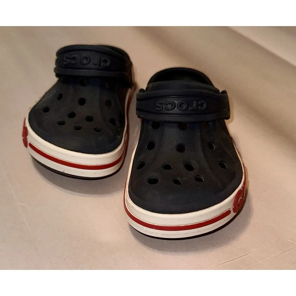 Crocs Little Boys Clogs Red White and Blue Size C8 Slip On Shoes Slip Resistant